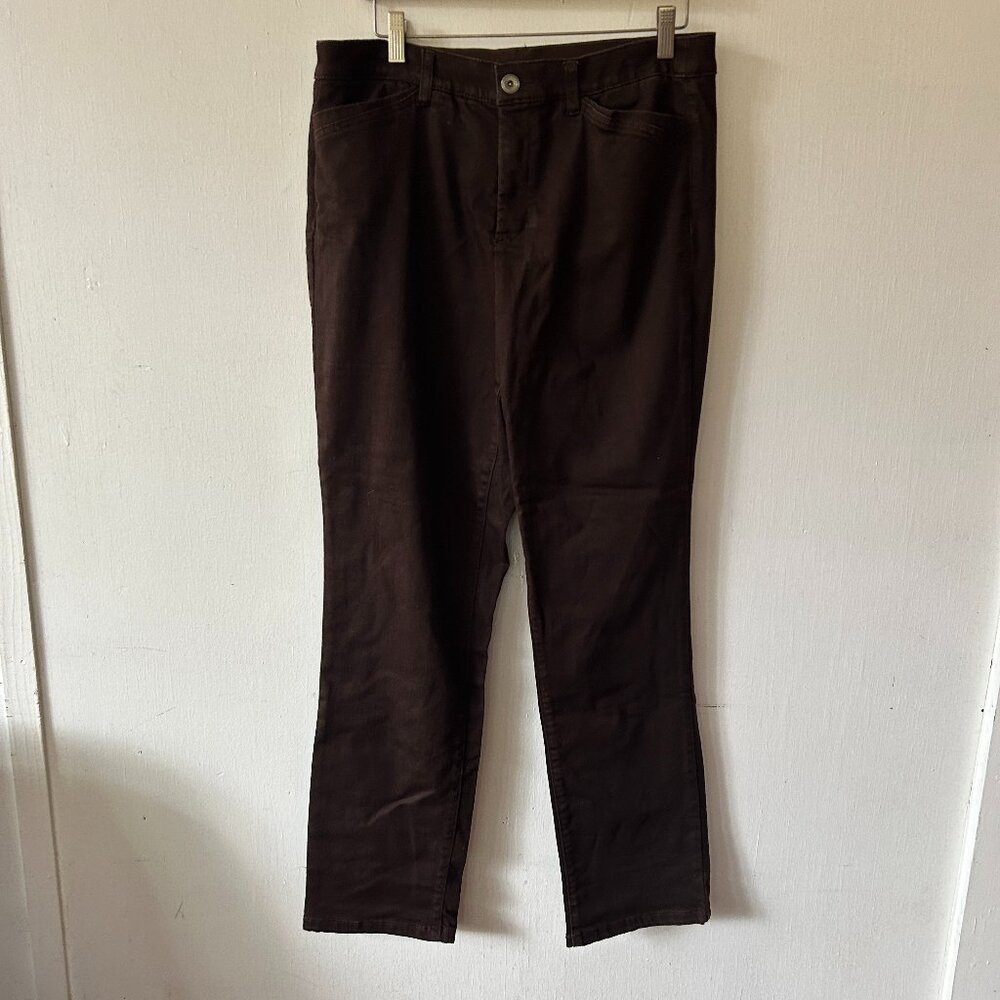 Christopher & Banks Signature Slimming Brown Jeans Womens‎ 12  Pockets Straight